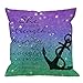 HGOD DESIGNS Anchor Quotes Pillow Covers - Quotes Glitter Anchor Bible Verse Proverbs She is Clothed in Strength and Dignity Cotton Linen Square Pillow Case for Men/Women/18x18 inch Purple Blue