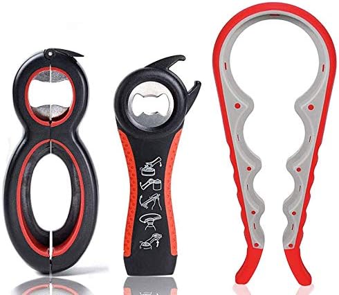 JAPI Bottle Can and Jar Grip Opener, 5-in-1 and 6-in-1 Multi Kitchen Tools Set and 4-in-1Jar Grip Opener, Lid Seal Remover Lid Twist Off for Weak Hand and Arthritic,Children, Elderly,(3 pack)