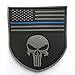 SpaceAuto 3D PVC Rubber Shield Shape American Flag w/ Police Thin Blue Line Law Enforcement Skull Military Army Tactical Morale Badge Subdued Patch 3.35