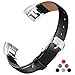 Konikit Fitbit Alta HR and Bands Leather Accessory, Adjustable Replacement Wristband with Metal Connectors, Black