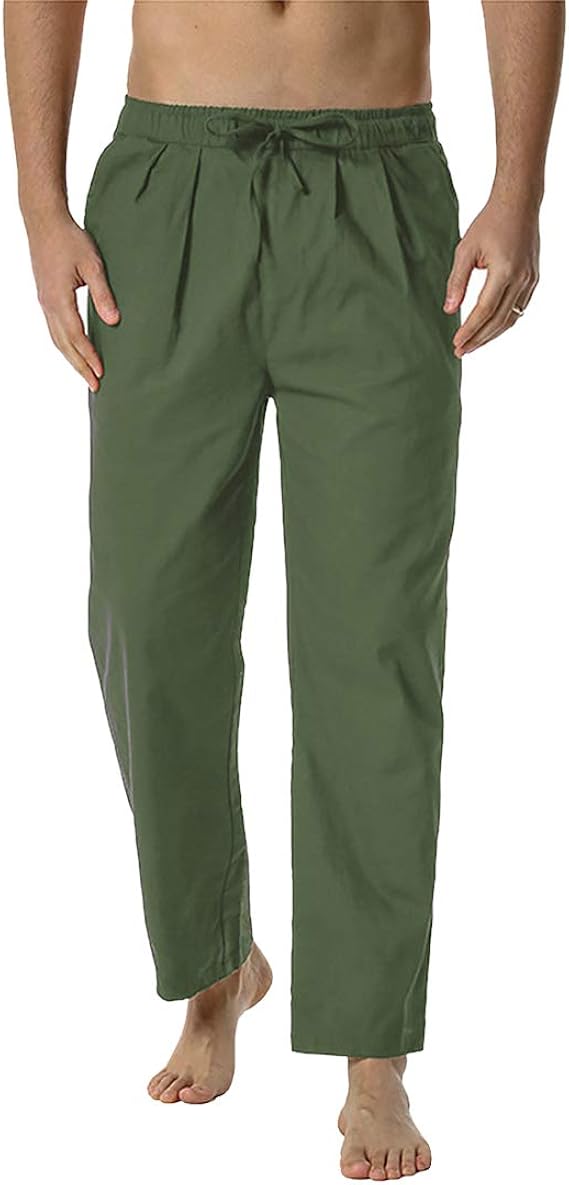 wenyujh Sommerhose Herren Freizeithose Lang Leichte Baumwollmischung Casual Strandhose mit