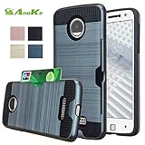Moto Z Droid Case, AnoKe [Credit Card Slots Holder][Wallet] Silicone Rubber Hybrid Armor Shockproof Protective Holster Cover Case For Motorola Moto Z / Moto Z Droid Edition - KLS Metal Slate
