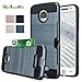Moto Z Droid Case, AnoKe [Credit Card Slots Holder][Wallet] Silicone Rubber Hybrid Armor Shockproof Protective Holster Cover Case For Motorola Moto Z / Moto Z Droid Edition - KLS Metal Slate