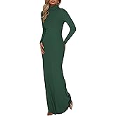 BTFBM Womens Fall Dresses Long Sleeve Turtle Neck Stretchy Knit Maxi Semi Formal Party Spring Wedding Guest Dress 2026