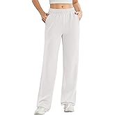 PINSPARK Women's High Waisted Straight Leg Sweatpant Comfy Interior Drawstring Workout Sweat Pants Pocket Fall Casual Pant