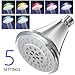 AquaDance High-Pressure 5-Setting 7-Color LED Shower Head. Latest Modern Contemporary Sleek Design. Powered by Running Water, No Batteries Ever Needed, Chrome