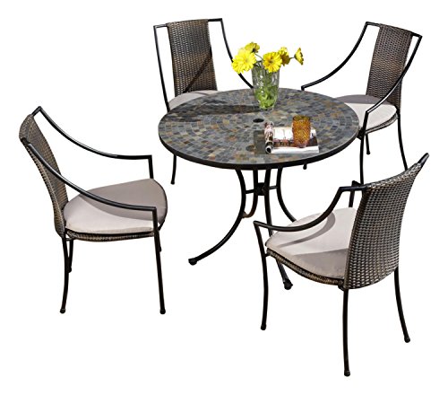 Stone Harbor Black 5-Piece Outdoor Dining Set with Table and 4 Chairs by Home Styles