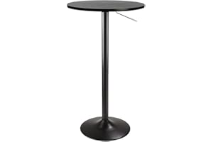 Adjustable Height Bar Table with Rounded 28" MDF top and Black Base