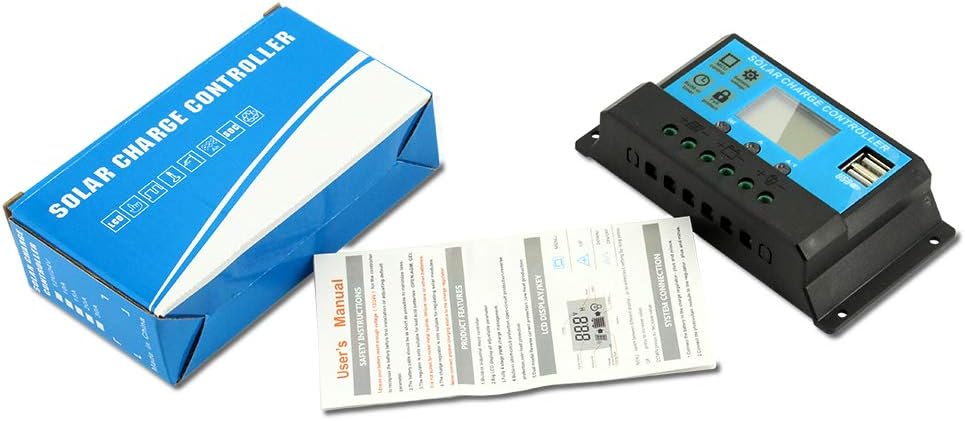 30A Solar Charge Controller 12V/24V Auto, Solar Panel Battery Controller 30Amp PWM Solar Regulator with Dual USB LCD fit for Small Solar System : Garden & Outdoor