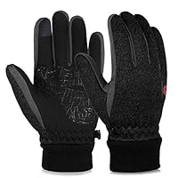 VBG VBIGER Winter Gloves Warm Knit Touchscreen Gloves Driving Motorcycle Cycling Gloves Black Work Gloves for Men Women (X-Large, Black)