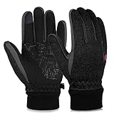 VBG VBIGER Winter Gloves Warm Knit Touchscreen Gloves Driving Motorcycle Cycling Gloves Black Work Gloves for Men Women