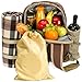 Picnic Backpack Basket Wine Cooler | Stylish All-in-One Portable Picnic Bag for 4 with Complete Tableware Set, Waterproof Fleece Picnic Blanket & Detachable Insulated Cooler, Perfect for Family Picnic