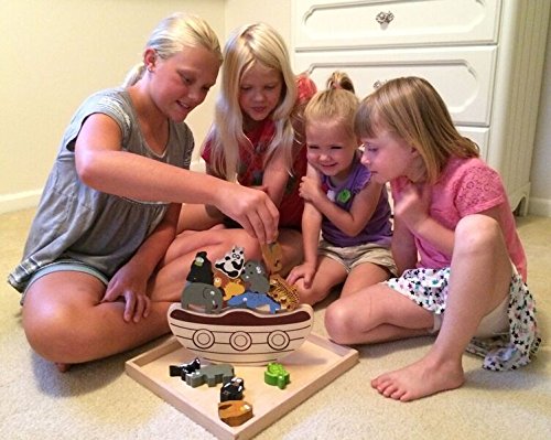 BeginAgain Balance Boat: Endangered Animals Game and Playset - 'Award-Winning Stacking Toys Game' - Balance Game with Wooden Toy Animals