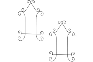 DECOMELODY 2pcs Black Iron Wall Hanging Rack Plate Display Stand 25x40cm Artwork Holder for Kitchen and Home