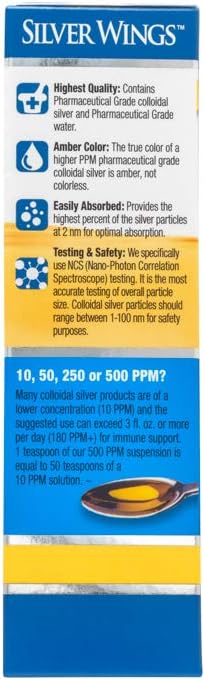 Natural Path Silver Wings Colloidal Silver 500PPM, 1 Fluid Ounce, Amber Brown (CS28A): Health & Personal Care