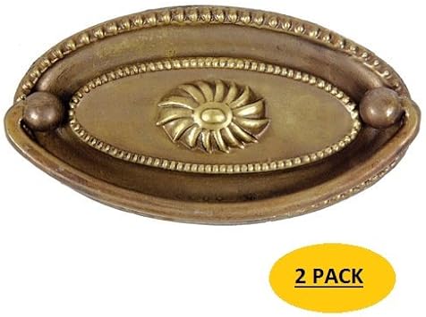 A29 Hepplewhite Oval Drawer Pull Antique Brass Handmade 2 Pack