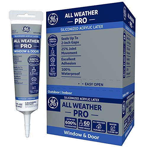 GE Momentive Performance Materials All Weather Pro Siliconized Acrylic Latex Sealant Caulk, White, 5.5oz (MAWD305WT)