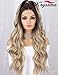 K'ryssma Ombre Blonde Lace Front Wig with Dark Roots Long Wavy Ombre Synthetic Wig Glueless Heat Resistant Wigs for Women