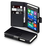 Nokia Lumia 735 Case, Terrapin [GENUINE LEATHER] Nokia Lumia 735 Case Executive [Black] Premium Wallet Case with Card Slots & Bill Compartment Case for Nokia Lumia 735 - Black