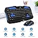 F1 Wireless Keyboard Mouse Combo, 2.4GHz Full Size Waterproof Keyboard and Optical Wireless Gaming Mouse Set Compatible with PC, Laptop, Notebook, Desktop, Computer (Blue)