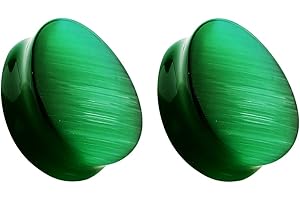 Pierced Owl Natural Green Cat's Eye Stone Double Flared Tear Drop Plugs, Sold as a Pair
