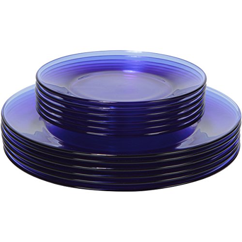 Mainstays 12piece Round Blue Glass Dinnerware Plate Set Buy Online in UAE. Kitchen Products