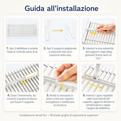 chochoyah Air Conditioner Deflector, Adjustable Air Conditioner Blades Aluminium Alloy 90 cm Anti Blow Direct for Air Conditioner Home Office Room