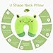 H HOMEWINS Travel Pillow for Kids,Cute Animal Neck Pillow for Boys Girls,Soft Neck Head Chin Support Pillow,Travel Accessories for Airplane, Car, Train,Recline(Frog)