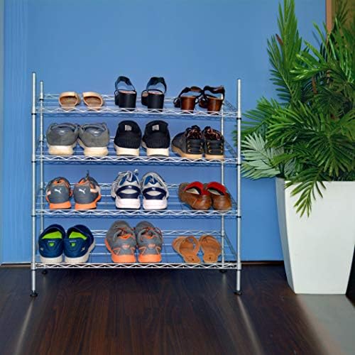 COMFOLD Stainless Steel Heavy Duty Matte Finish Coated Metal Frame with Height Adjustable Shoe Rack