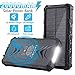 Solar Power Bank, Uplayteck Qi Wireless Charger 20000mAh Portable Power Bank with 4 Outputs & Dual Inputs Type-C, LED Flashlight, Rainproof External Backup Battery for Hiking Camping Outing