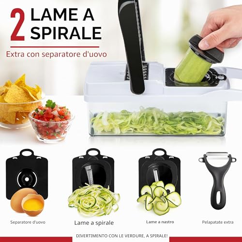 25 in 1 Chopper and Mandoline Slicer - Food Chopper with Container - Vegetable Cutter, Salad Slicer, Onion, Potato and Tomato Slicer - Kitchen Gadgets - 13 Blades