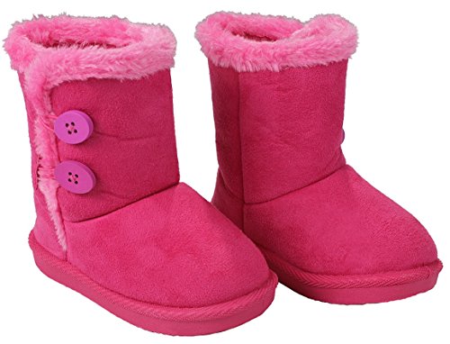Baby Girls Toddler Warm32F Fuchsia Slouch Buttons/Sweater Knit Faux Fur Lined Soft Sole Infant Boots-4