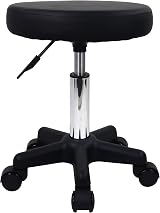 FURWOO Round Rolling Stool with Wheels Height Adjustable Spa Stool Black view 1
