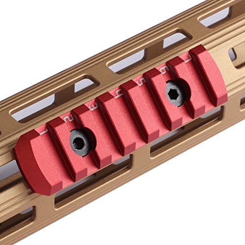 TuFok Low Profile M-Lok Rail Section - Mlok Picatinny Rail Adapter Mount Attachment (7-Slot Aluminum Red)