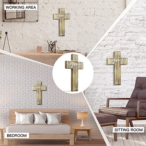 FEKOTS Wall Wooden Cross,wooden wall cross home decor,7x12 inch crosses for wall,Wooden Wall Hanging Cross(Wood color)