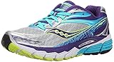 Saucony Women's Ride 8 Running Shoe, Silver/Purple/Blue, 7 M US
