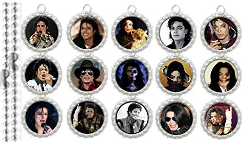 Crafting Mania LLC. 15 Michael Jackson Silver Bottle Cap Pendant Necklaces Set 1