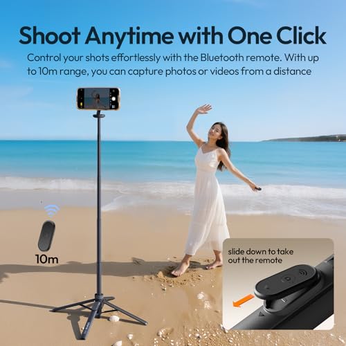 ULANZI MT85 Auto-Open Tripod, Magnetic Selfie Stick with Bluetooth, 150 cm, Four Legged Stand Automatic Open, Selfie Sticks 25N Magnet, All-in-1 Tripod Compatible with iPhone 17-12 Magsafe Sumsung