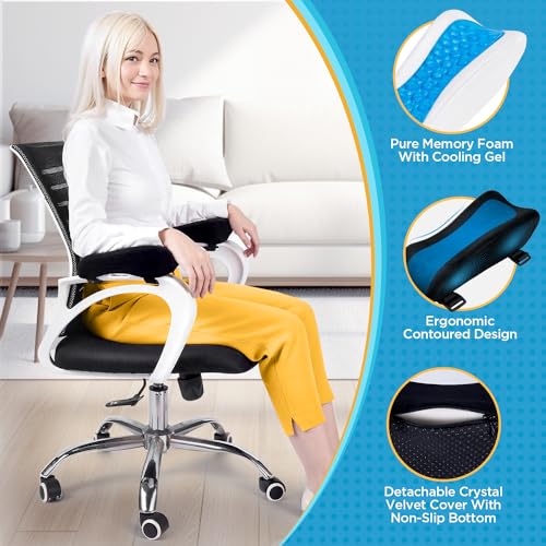 BEAUTRIP Ergonomic Armrest Pads- Office Chair Arm Rest Cover Pillow - Elbow Support Cushion for Computer, Gaming and Desk Chairs (Set of 2)… (Black with Gel_Velvet)