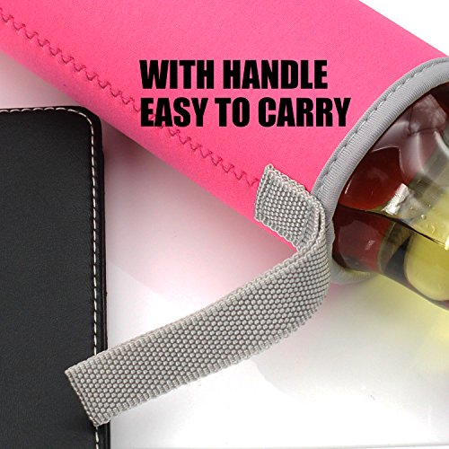 TOPOKO 18.5 Oz Glass Tea Infuser Travel Mug with Strainer and Nylon Sleeve. Borosilicate Glass Bottle for Loose Leaf Tea, Cold Brew Coffee, Fruit. Tea Cup with Stainless Steel Mesh Filter. (Pink)