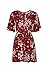Lanzom Women's Red Boho V Neck Floral Print Romper Jumpsuit with Belt (Medium)