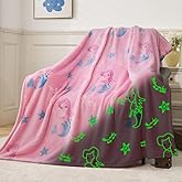 RRKTP Mermaid Valentines Day Gifts for Girls,Mermaid Gifts Toys for Girls, Glow in The Dark Blanket Decor for Kids Age 3-14 Year Old Teen Child Toddler Luminous Bedroom Throw Blanket 50"x60"