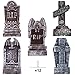 17 Inch Halloween RIP Graveyard Tombstones-5 Pack Halloween Decorations with 12 Metal Stakes for Outdoor Yard Decoration