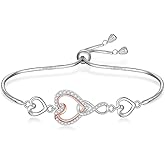 Fenthring Heart Infinity Bracelets for Women Infinity Sterling Silver Bracelet Love Mother Daughter Mothers Day