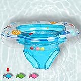 Baby Swimming Ring Floats with Safety Seat Double Airbag Swim Rings for Babies Kids Swimming Float Baby Floats for Pool Swim Training Aid Kids PVC Pool Floats for Toddlers of 3-30 Months - Blue