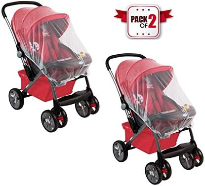 PACK OF 2 - Baby Insect Net Elastic Stretches Crib Netting and Carrier Netting for Stroller Pushchairs Crib Baby Cart Full Cover Mosquito Net
