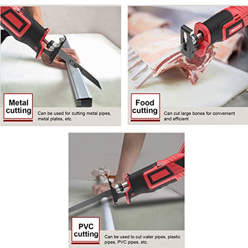 SIRUL Schnurlose Säbelsäge, 20V 4Ah Batterien, 0-3000SPM Variable Geschwindigkeit, werkzeugloser Klingenwechsel, 6… – Bild 8