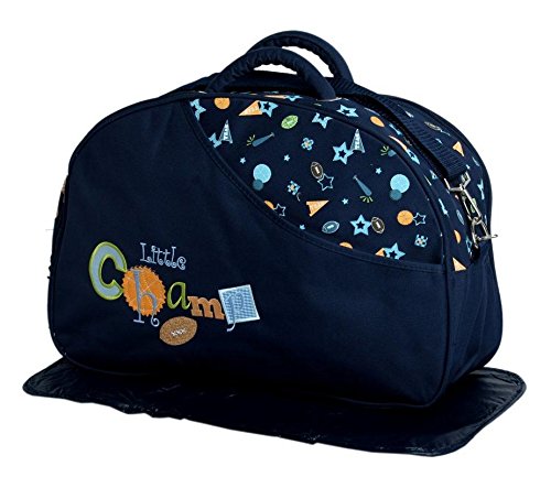 1stbabystore Plastic Fabric Multi Compartment Diaper Nappy Shoulder Bag, 17x12x7.5-inch (Navy)