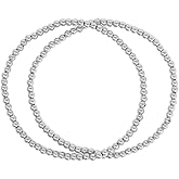 by You Stainless Steel Gold Silver Beaded Ball Bracelets for Women Stretchable Elastic Bracelet Set