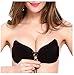 TinyWalnut Women's Strapless Self Adhesive Bra Push Up Invisible Backless Wing Shape with Drawstring Black Cup DD
